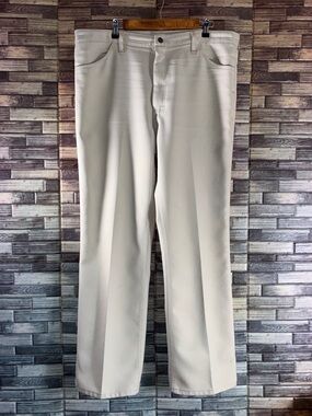 Mens Vintage Wrangler Polyester Cream Straight-Leg Pants 40x32